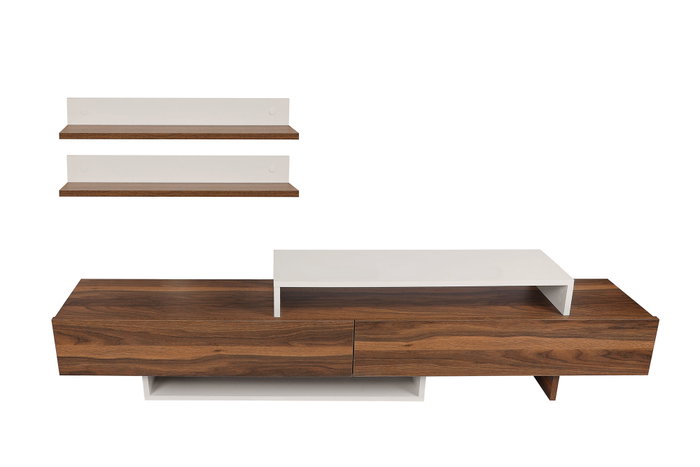 Hanah Home Nirvana Mueble de TV Blanco y Teca